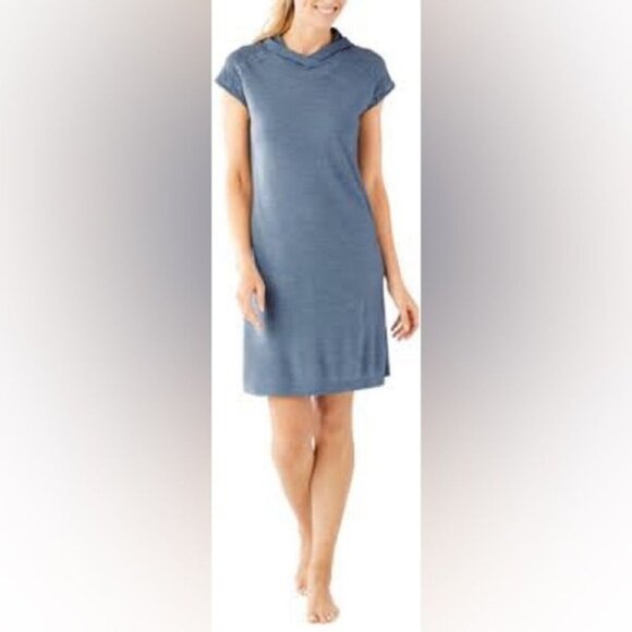 Smartwool Everyday Exploration Cap-Sleeve Hood Dress - Merino - Blue - Size L - Picture 8 of 8